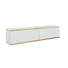 Oro Small Floating TV Cabinet in White - 135cm - Wall Mount - UK