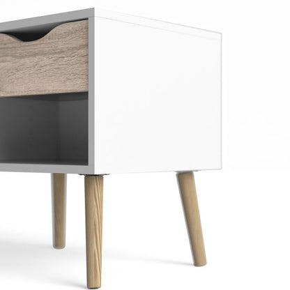 Oslo Bedside 1 Drawer in White and Oak - UK