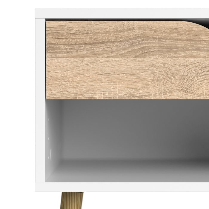 Oslo Bedside 1 Drawer in White and Oak - UK