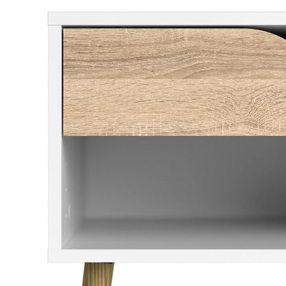 Oslo Bedside 1 Drawer in White and Oak - UK