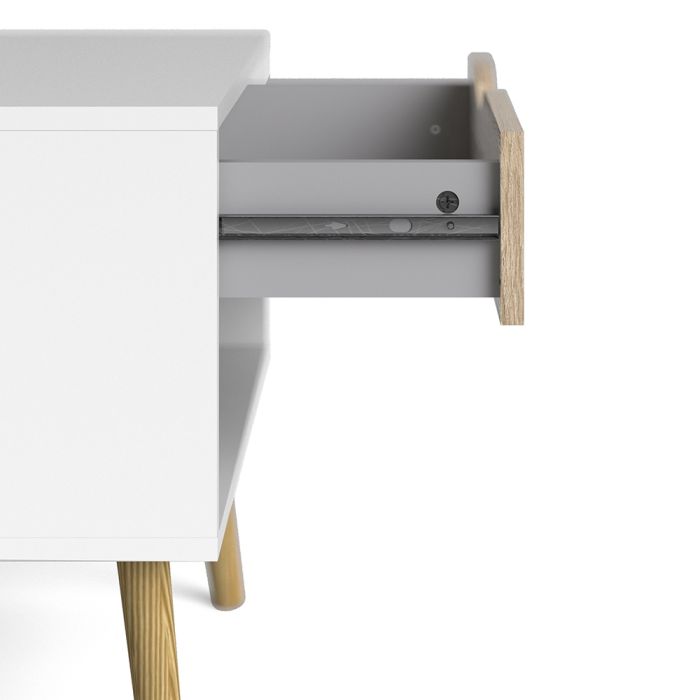 Oslo Bedside 1 Drawer in White and Oak - UK