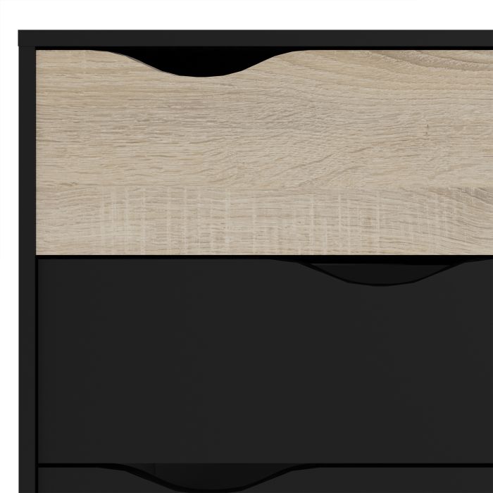 Oslo Chest of 4 Drawers (2+2) in Black and Oak - UK