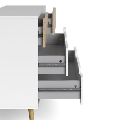 Oslo Chest of 4 Drawers (2+2) in White and Oak - UK