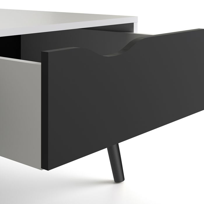 Oslo Coffee Table 1 Drawer 1 Shelf in White and Black Matt FSC Mix 70 % NC-COC-060652 - UK