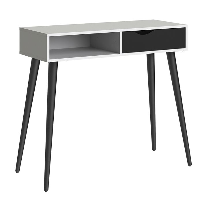 Oslo Console Table 1 Drawer 1 Shelf in White and Black Matt - UK