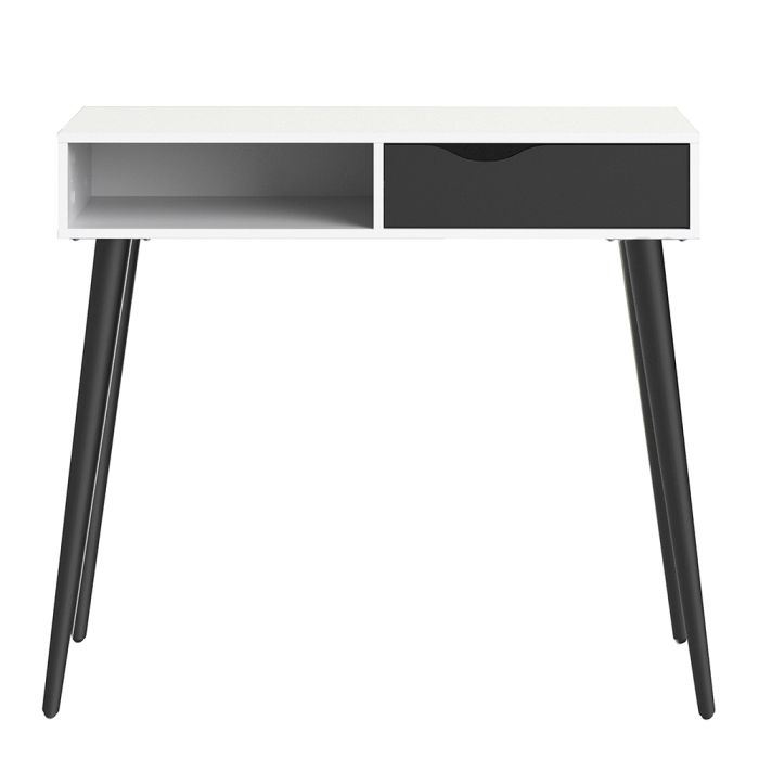 Oslo Console Table 1 Drawer 1 Shelf in White and Black Matt - UK