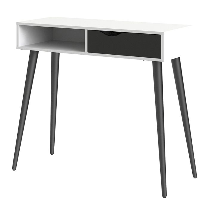 Oslo Console Table 1 Drawer 1 Shelf in White and Black Matt - UK