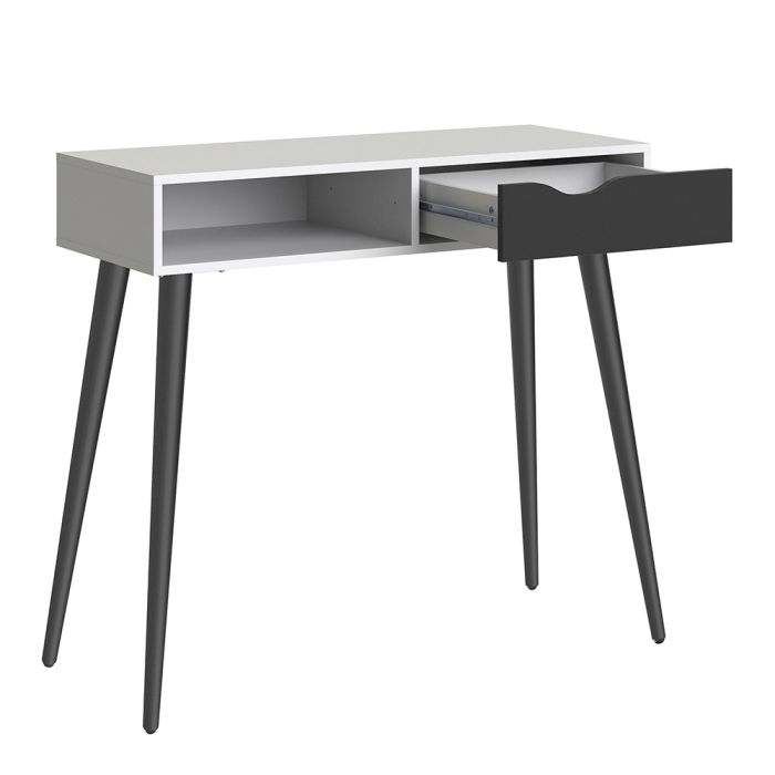 Oslo Console Table 1 Drawer 1 Shelf in White and Black Matt - UK