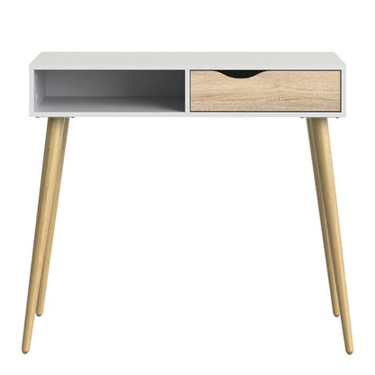 Oslo Console Table 1 Drawer 1 Shelf in White and Oak - UK