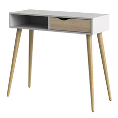 Oslo Console Table 1 Drawer 1 Shelf in White and Oak - UK