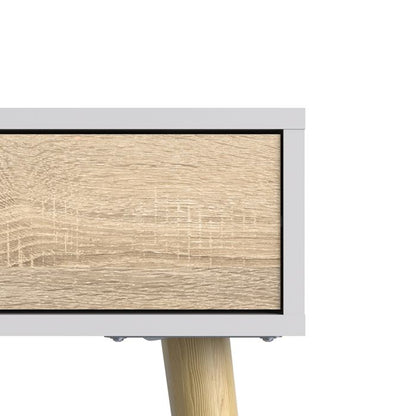 Oslo Console Table 1 Drawer 1 Shelf in White and Oak - UK