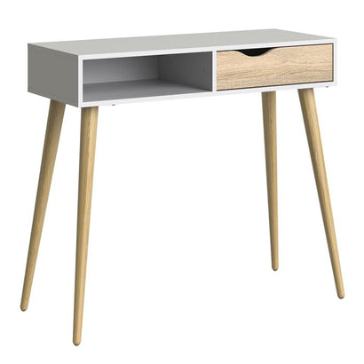 Oslo Console Table 1 Drawer 1 Shelf in White and Oak - UK