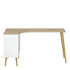 Oslo Desk 2 Drawer in White and Oak FSC Mix 70 % NC-COC-060652 - UK - Furniture One Shop