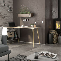 Oslo Desk 2 Drawer in White and Oak FSC Mix 70 % NC-COC-060652 - UK - Furniture One Shop