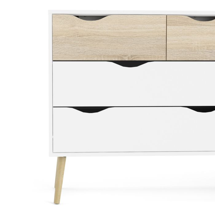 Oslo Double Dresser with 8 Drawers in White and Oak - UK