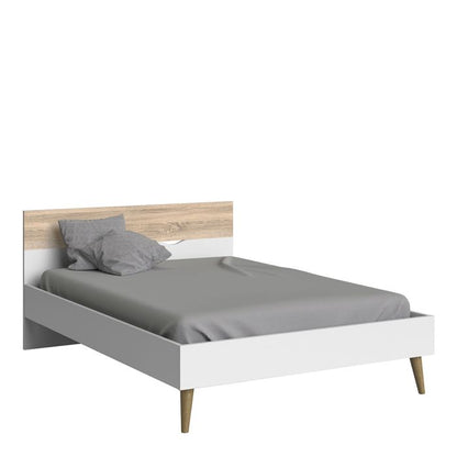 Oslo Euro Double Bed (140 x 200) in White and Oak - UK