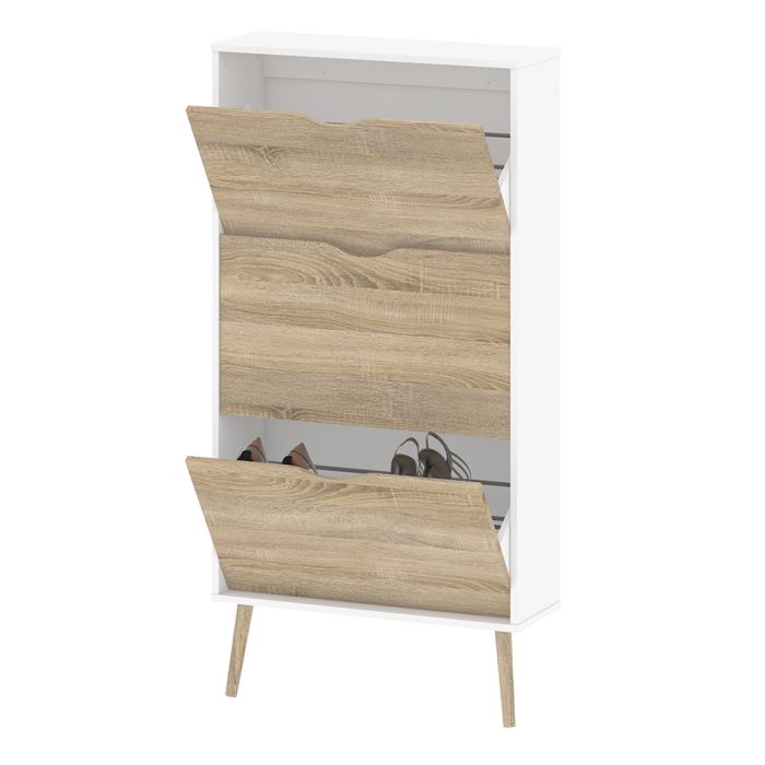 Oslo Shoe Cabinet 3 Drawers in White and Oak - UK