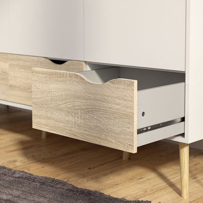 Oslo Wardrobe with 3 Doors 3 Drawers in White and Oak - UK