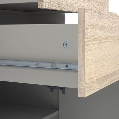 Oslo Wide TV Unit with 2 Drawers 4 Shelves in White and Oak - UK