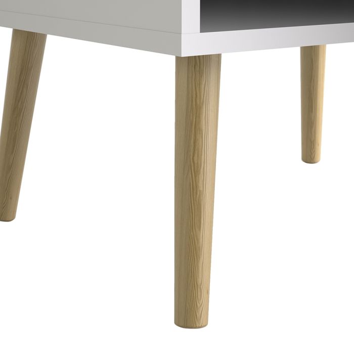 Oslo Wide TV Unit with 2 Drawers 4 Shelves in White and Oak - UK