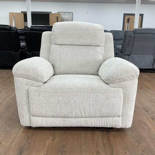 Owen Electric Recliner Armchair In Beige Fabric with Wireless Charging
