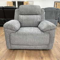 Owen Electric Recliner Armchair In Grey Fabric with Wireless Charging
