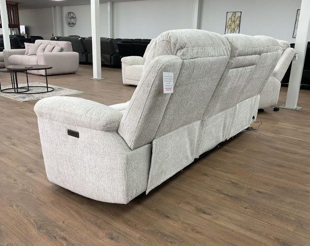 Owen Electric Recliner Sofa In Beige Fabric 3 Seater with Wireless Charging & Console - Furniture One Shop