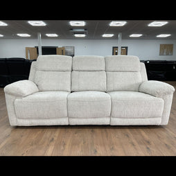 Owen Electric Recliner Sofa In Beige Fabric 3 Seater with Wireless Charging & Console
