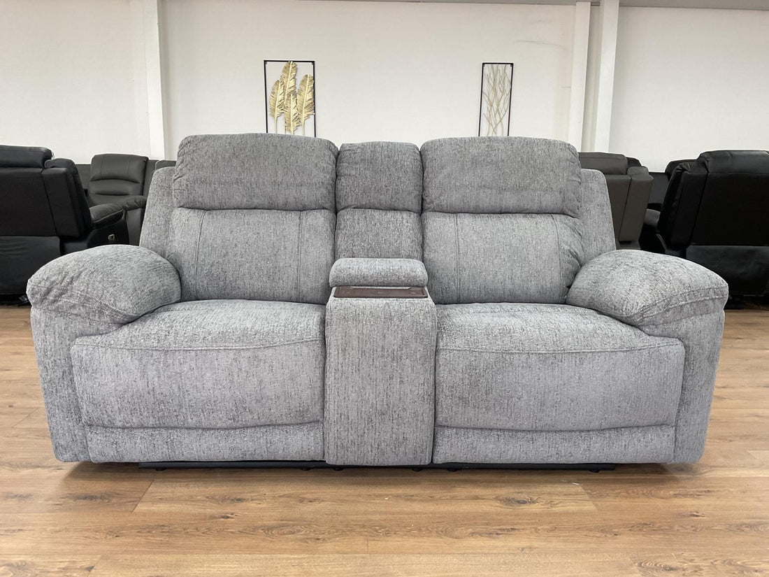 Owen Electric Recliner Sofa In Grey Fabric 2 Seater with Wireless Charging - Furniture One Shop