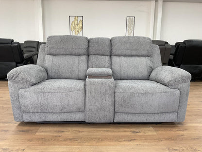 Owen Electric Recliner Sofa In Grey Fabric 2 Seater with Wireless Charging - Furniture One Shop