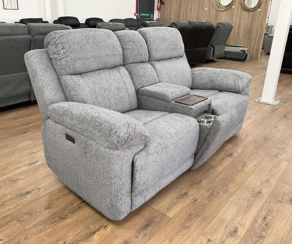 Owen Electric Recliner Sofa In Grey Fabric 2 Seater with Wireless Charging - Furniture One Shop