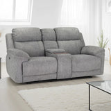 Owen Electric Recliner Sofa In Grey Fabric 2 Seater with Wireless Charging