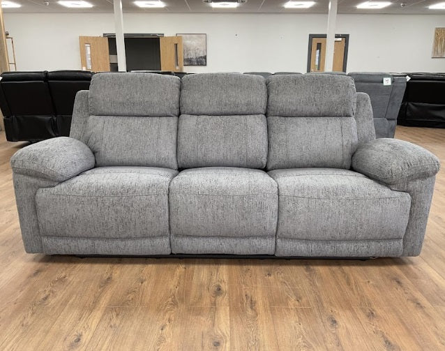 Owen Electric Recliner Sofa In Grey Fabric 3 Seater with Wireless Charging & Console - Furniture One Shop