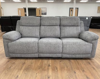 Owen Electric Recliner Sofa In Grey Fabric 3 Seater with Wireless Charging & Console - Furniture One Shop