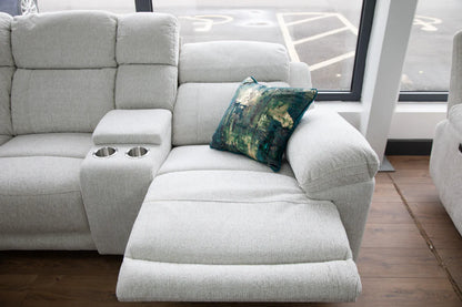 Owen Fabric Electric Recliner Corner Sofa In Beige