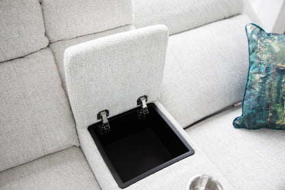 Owen Fabric Electric Recliner Corner Sofa In Beige