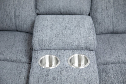 Owen Fabric Electric Recliner Corner Sofa In Grey - Furniture One Shop