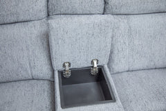 Owen Fabric Electric Recliner Corner Sofa In Grey