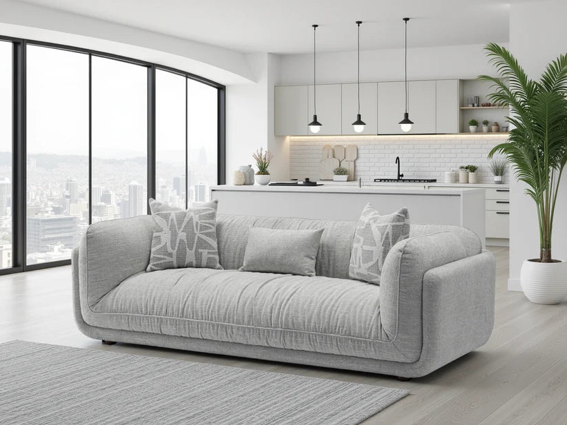 Oxford 3 Seater Fabric Sofa in Grey