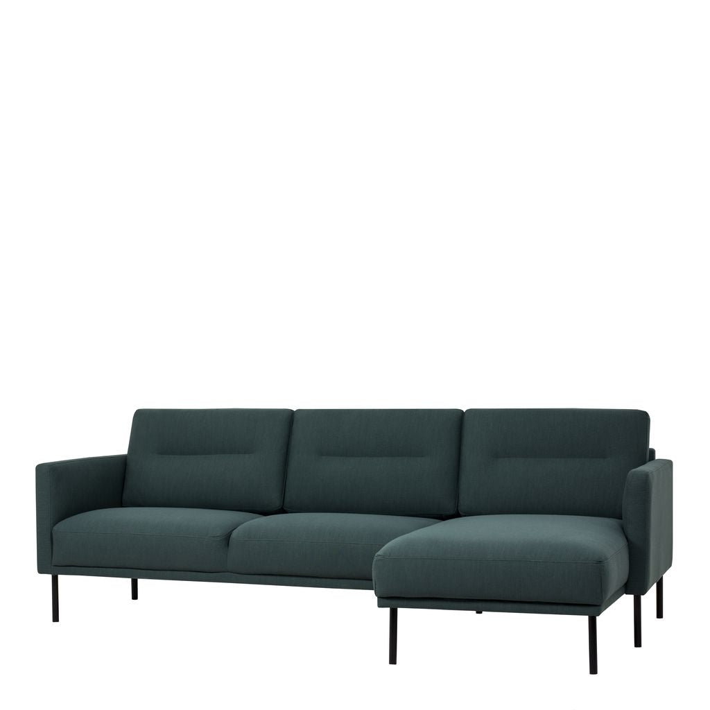 Larvik Chaise longue Sofa (RH) - Dark Green, Black Legs