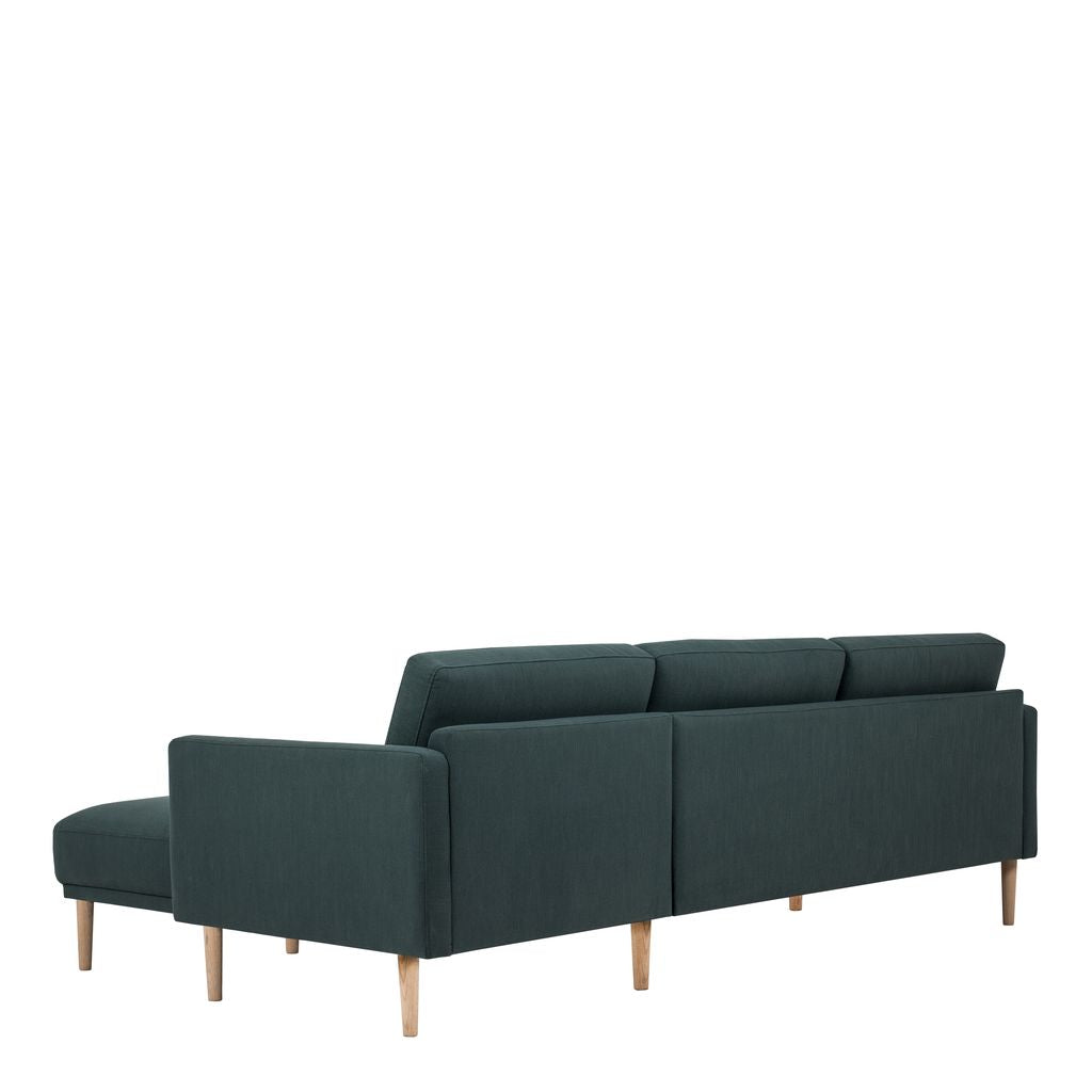 Larvik Chaise longue Sofa (RH) - Dark Green, Oak Legs