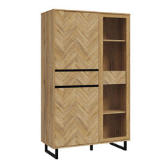 Nikomedes Display Cabinet in Spica Oak/Matt Black/Bartex Oak - Furniture One Shop