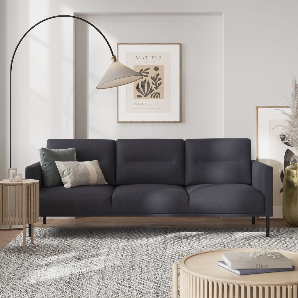 Larvik 3 Seater Sofa - Anthracite, Black Legs