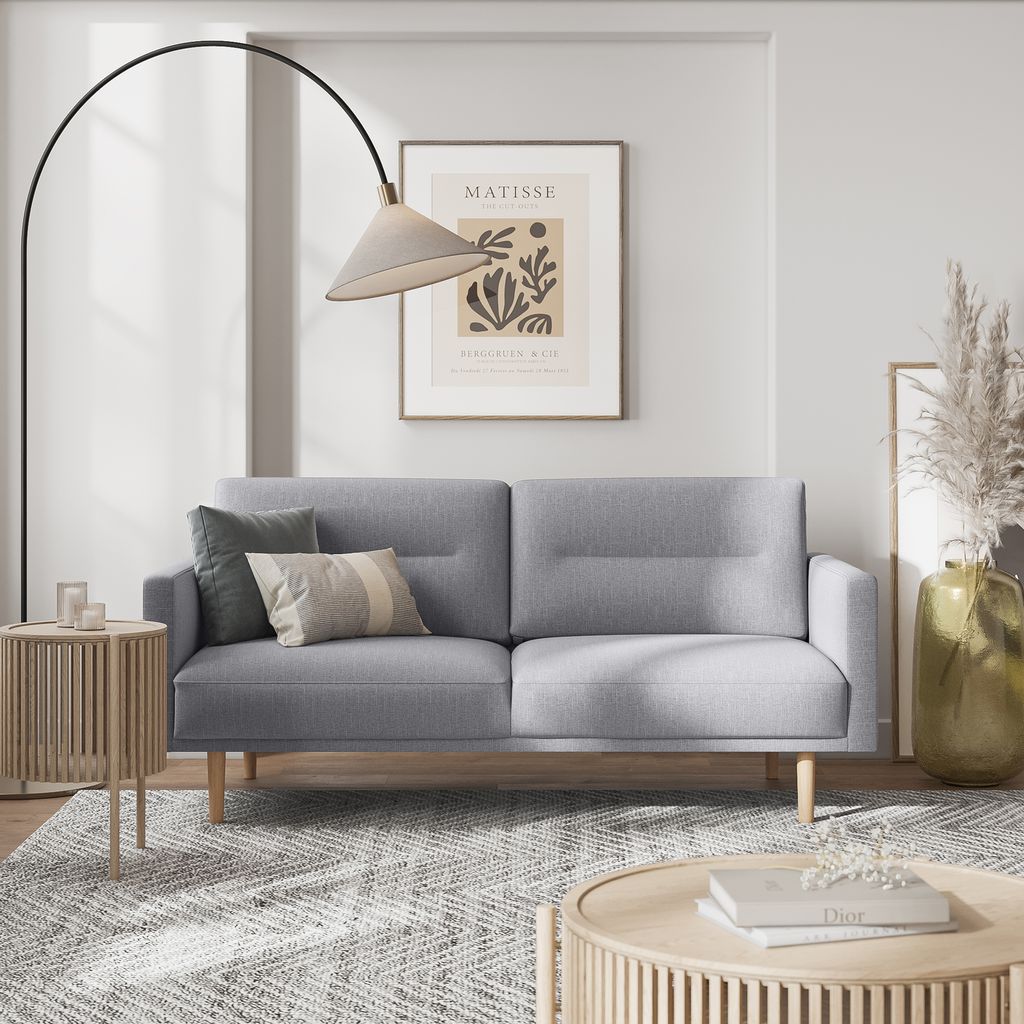 Larvik 2.5 Seater Sofa - Grey, Oak Legs