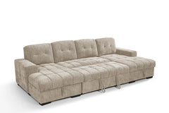 Palermo Sofabed Beige U-Shape Large Corner Sofa Bed With Storage