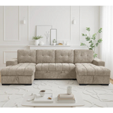 Palermo Sofabed Beige U-Shape Large Corner Sofa Bed With Storage