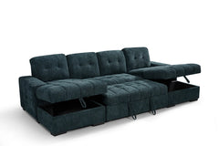 Palermo Sofabed Teal U-Shape Large Corner Sofa Bed With Storage