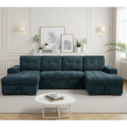 Palermo Sofabed Teal U-Shape Large Corner Sofa Bed With Storage