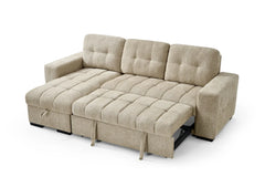 Palermo Universal Corner Sofa Bed In Beige Fabric with Storage - Furniture One Shop