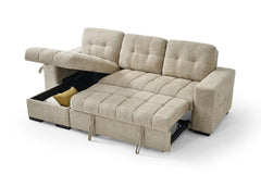 Palermo Universal Corner Sofa Bed In Beige Fabric with Storage - Furniture One Shop